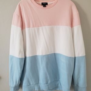 Pink, white, & blue crew neck sweater!
